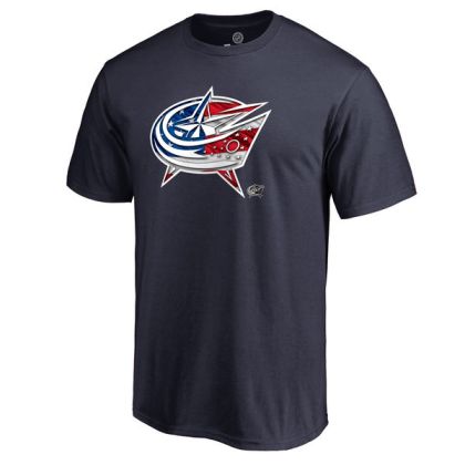 Mens Columbus Blue Jackets Navy Banner Wave NHL T-Shirt