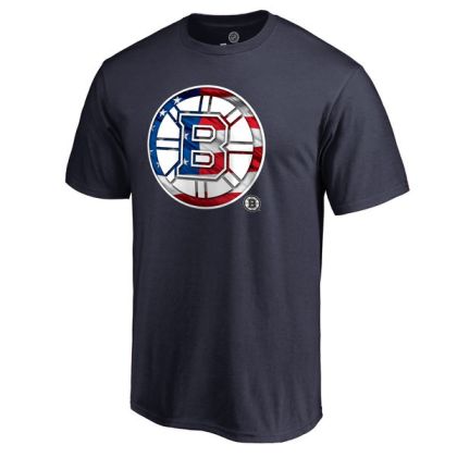 Mens Boston Bruins Navy Banner Wave NHL T-Shirt