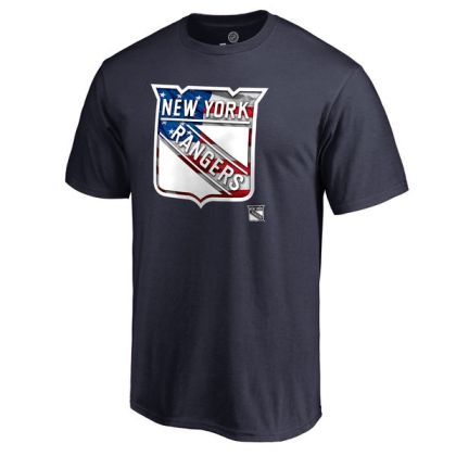 Mens New York Rangers Navy Banner Wave NHL T-Shirt