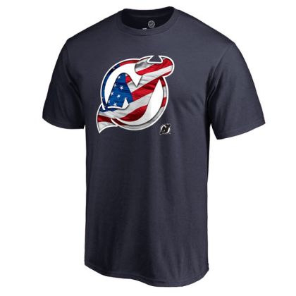 Mens New Jersey Devils Navy Banner Wave NHL T-Shirt