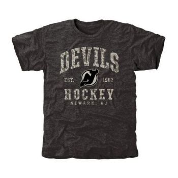 Mens New Jersey Devils Black Camo Stack Tri-Blend NHL T-Shirt