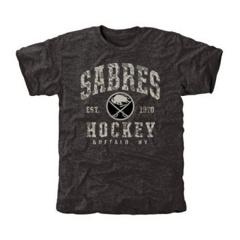 Mens Buffalo Sabres Black Camo Stack Tri-Blend NHL T-Shirt