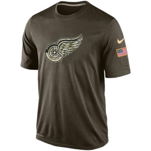 Mens Detroit Red Wings Green Salute To Service NHL Nike Dri-FIT T-Shirt