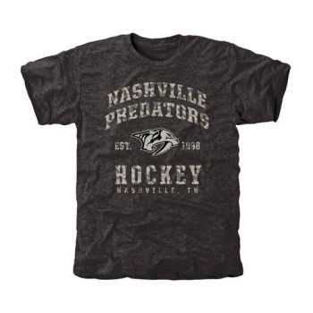 Mens Nashville Predators Black Camo Stack Tri-Blend NHL T-Shirt