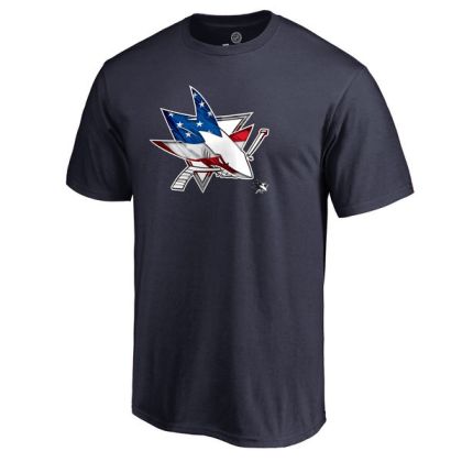 Mens San Jose Sharks Navy Banner Wave NHL T-Shirt