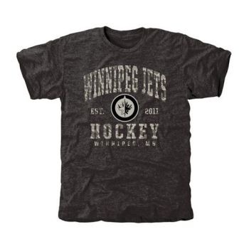 Mens Winnipeg Jets Black Camo Stack Tri-Blend NHL T-Shirt