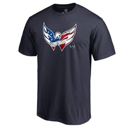 Mens Washington Capitals Navy Banner Wave NHL T-Shirt