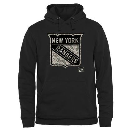 Mens New York Rangers Black Rink Warrior NHL Pullover Hoodie