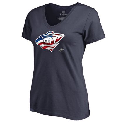 Womens Minnesota Wild Navy Banner Wave Slim Fit NHL T-Shirt