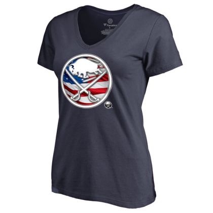 Womens Buffalo Sabres Navy Banner Wave Slim Fit NHL T-Shirt