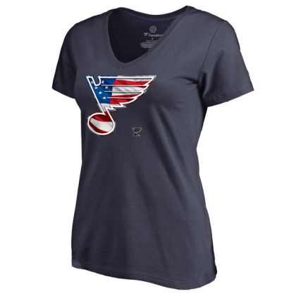 Womens St.Louis Blues Navy Banner Wave Slim Fit NHL T-Shirt