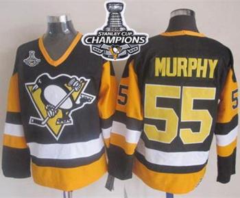 Pittsburgh Penguins #55 Larry Murphy Black CCM Throwback 2016 Stanley Cup Champions Stitched NHL Jersey