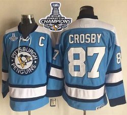 Pittsburgh Penguins #87 Sidney Crosby Blue Alternate CCM Throwback 2016 Stanley Cup Champions Stitched NHL Jersey
