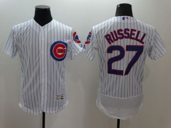 Mens Chicago Cubs #27 Addison Russell Majestic White Home Flexbase Authentic Stitched Baseball Jersey