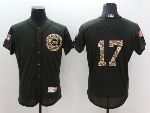 Mens Chicago Cubs #17 Kris Bryant Green Stitched 2016 Flexbase Authentic Salute To Service Baseball Jersey