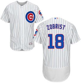 Mens Chicago Cubs #18 Ben Zobrist White Flexbase Authentic Stitched Baseball Jersey