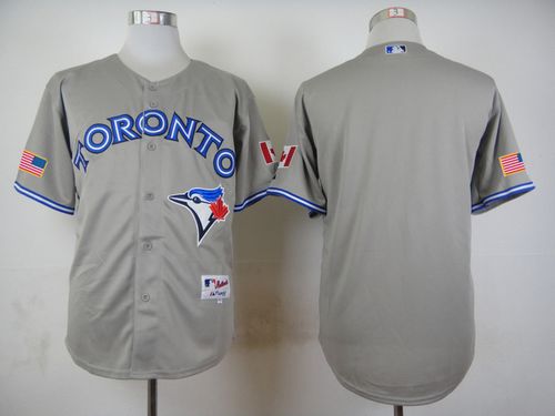 Toronto Blue Jays Blank Authentic Road WCommemorative With Flag Patches New Cool Base MLB Stitched Baseball Jersey