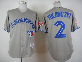 Toronto Blue Jays #2 Troy Tulowitzki Authentic Road WCommemorative With Flag Patches New Cool Base MLB Stitched Baseball Jersey