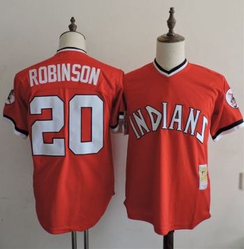 Mitchell And Ness Cleveland Indians #20 Frank Robinson Red MLB Throwback Cooperstown Stitched Baseball Jersey