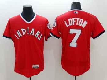 Mens Cleveland Indians #7 Kenny Lofton Red Stitched 2016 Flexbase Authentic Pullover Baseball Jersey