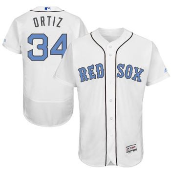 Mens Boston Red Sox #34 David Ortiz Majestic White 2016 Father's Day Fashion Flexbase Stitched MLB Baseball Jersey