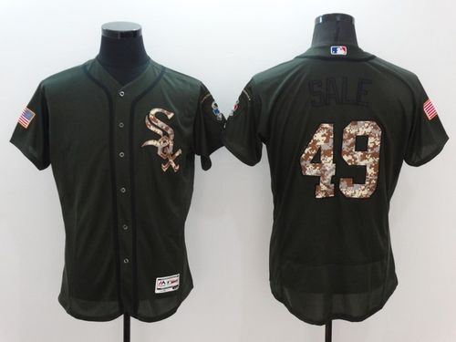 Mens Chicago White Sox #49 Chris Sale Green Stitched 2016 Flexbase Authentic Salute To Service Baseball Jersey