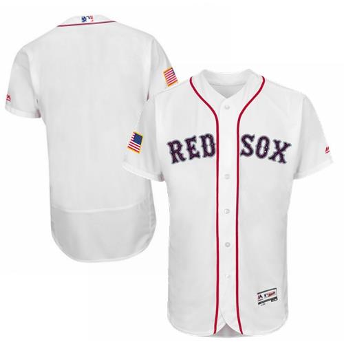 Mens Boston Red Sox Blank Majestic White Fashion Stars & Stripes Flexbase Baseball Jersey