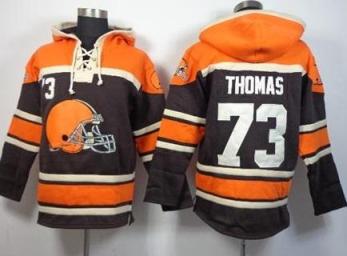 Cleveland Browns #73 Joe Thomas Brown Sawyer Hooded Sweatshirt NFL Hoodie