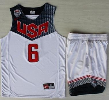 2014 USA Dream Team 6 Derrick Rose White Basketball Jersey Suits