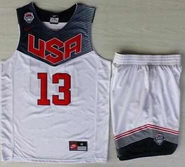 2014 USA Dream Team 13 James Harden White Basketball Jersey Suits