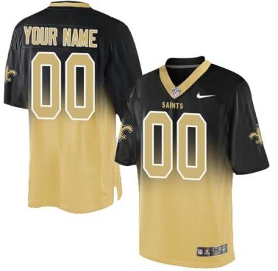 Nike New Orleans Saints Customized Black Gold Men's Stitched Fadeaway Fashion Elite NFL Jerseys