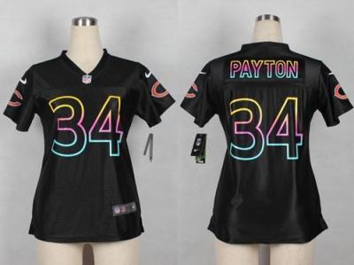 Women Nike Chicago Bears 34 Walter Payton Black Fashion Game NFL Jersey