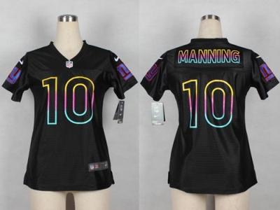 Women Nike New York Giants #10 Eli Manning Black Fashion Game NFL Jersey