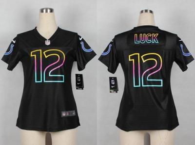 Women Nike Indianapolis Colts 12 Andrew Luck Black Fashion Game NFL Jersey