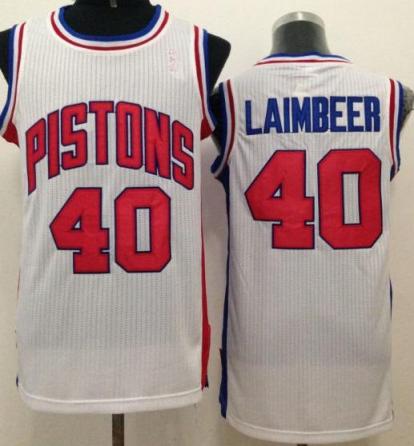 Detroit Pistons 40 Bill Laimbeer White Hardwood Classics Revolution 30 NBA Jerseys