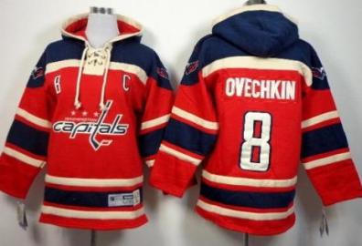 Kids Washington Capitals 8 Alex Ovechkin Red Stitched NHL Sawyer Hooded Sweatshirt Jersey