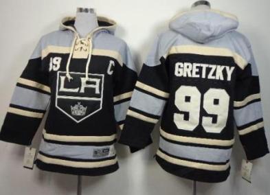 Kids Los Angeles Kings 99 Wayne Gretzky Black Stitched NHL Sawyer Hooded Sweatshirt Jersey
