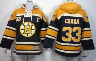 Kids Boston Bruins #33 Zdeno Chara Black Stitched NHL Sawyer Hooded Sweatshirt Jersey