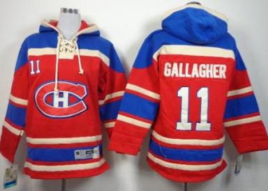Kids Montreal Canadiens 11 Brendan Gallagher Red Stitched NHL Sawyer Hooded Sweatshirt Jersey