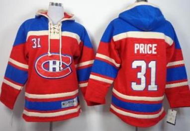 Kids Montreal Canadiens 31 Carey Price Red Stitched NHL Sawyer Hooded Sweatshirt Jersey