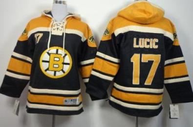 Kids Boston Bruins #17 Milan Lucic Black Stitched NHL Sawyer Hooded Sweatshirt Jersey