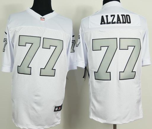 Nike Oakland Raiders 77 Lyle Alzado White Silver No. Men's Stitched NFL Elite Jersey