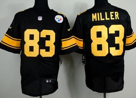 Nike Pittsburgh Steelers #83 Heath Miller Black(Gold No.) Men's Stitched NFL Elite Jersey