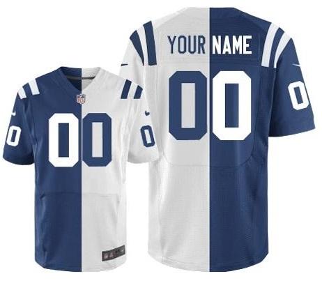 Nike Indianapolis Colts Customized Royal Blue White Mens Stitched Elite Split NFL Jersey