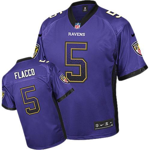 Youth Nike Baltimore Ravens 5 Joe Flacco Purple Drift Fashion NFL Jerseys