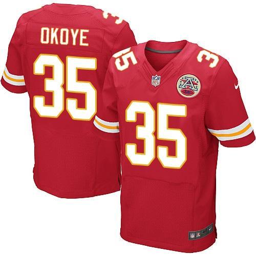 Nike Kansas City Chiefs 35 Christian Okoye Red Team Color Stitched NFL Elite Jersey