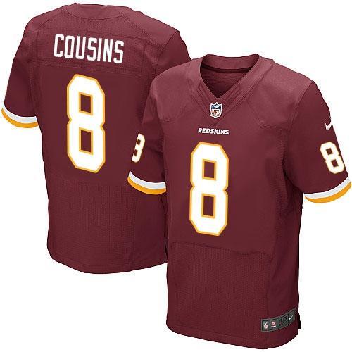 Nike Washington Redskins 8 Kirk Cousins Burgundy Red Team Color Stitched NFL Elite Jersey