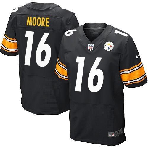 Nike Pittsburgh Steelers 16 Lance Moore Black Team Color Stitched NFL Elite Jersey