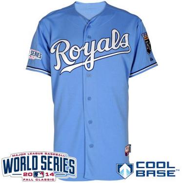 Kansas City Royals Blank Light Blue 2014 World Series Patch Stitched MLB Baseball Jersey