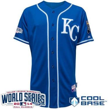 Youth Kansas City Royals Blank Blue 2014 World Series Patch Stitched MLB Baseball Jersey
